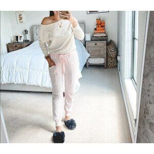 𝅺GIBSONLOOK fleece Joggers paperbag pants pink MEDIUM Cozy Pockets NEW